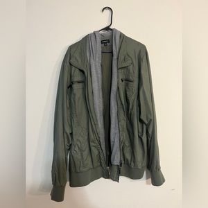 Torrid Olive Jacket With Gray Hoodie, Torrid 4